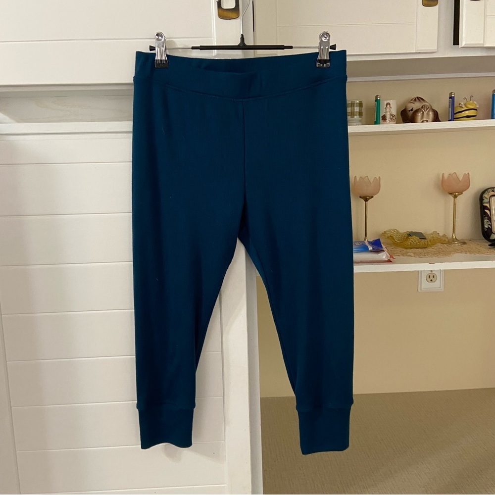 Free People Teal Cropped Knit Leggings